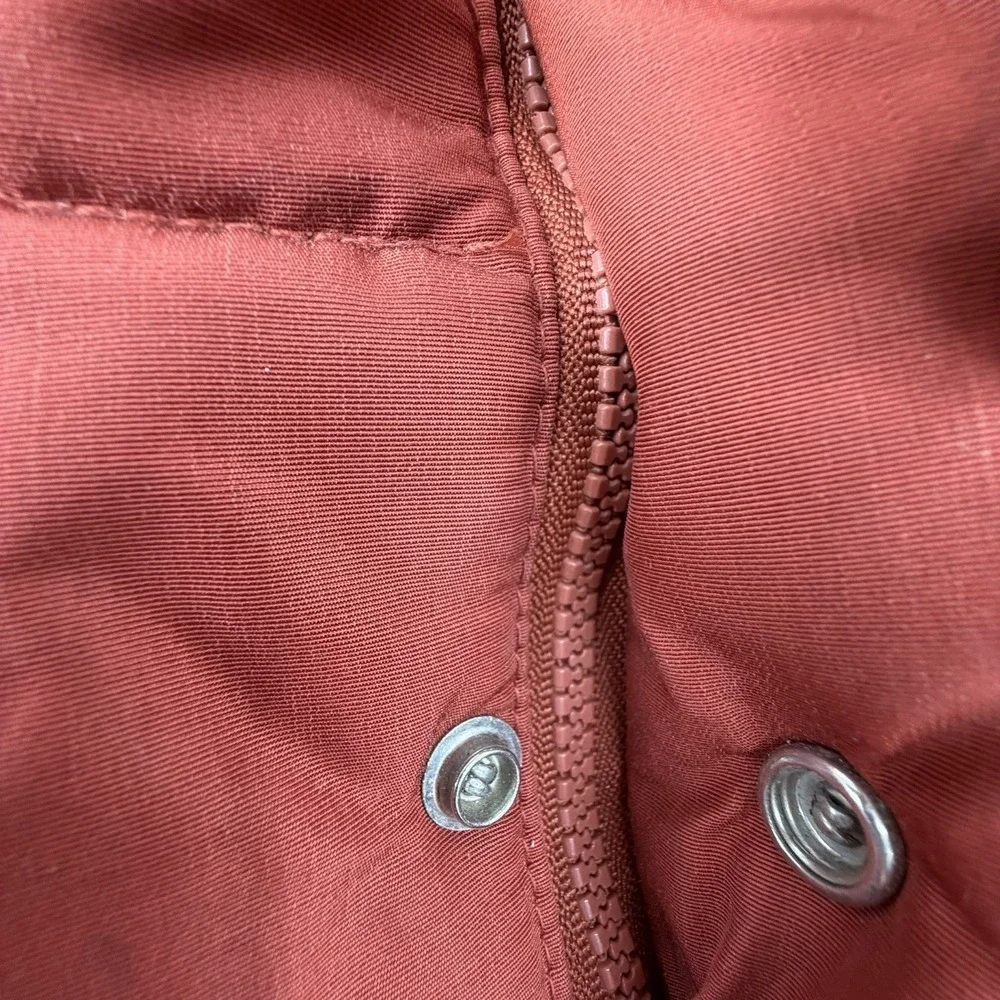 Woolrich Vintage 80s‎ Women Large Puffer Jacket Vest Snap-Button Rust Red* - Picture 3 of 7